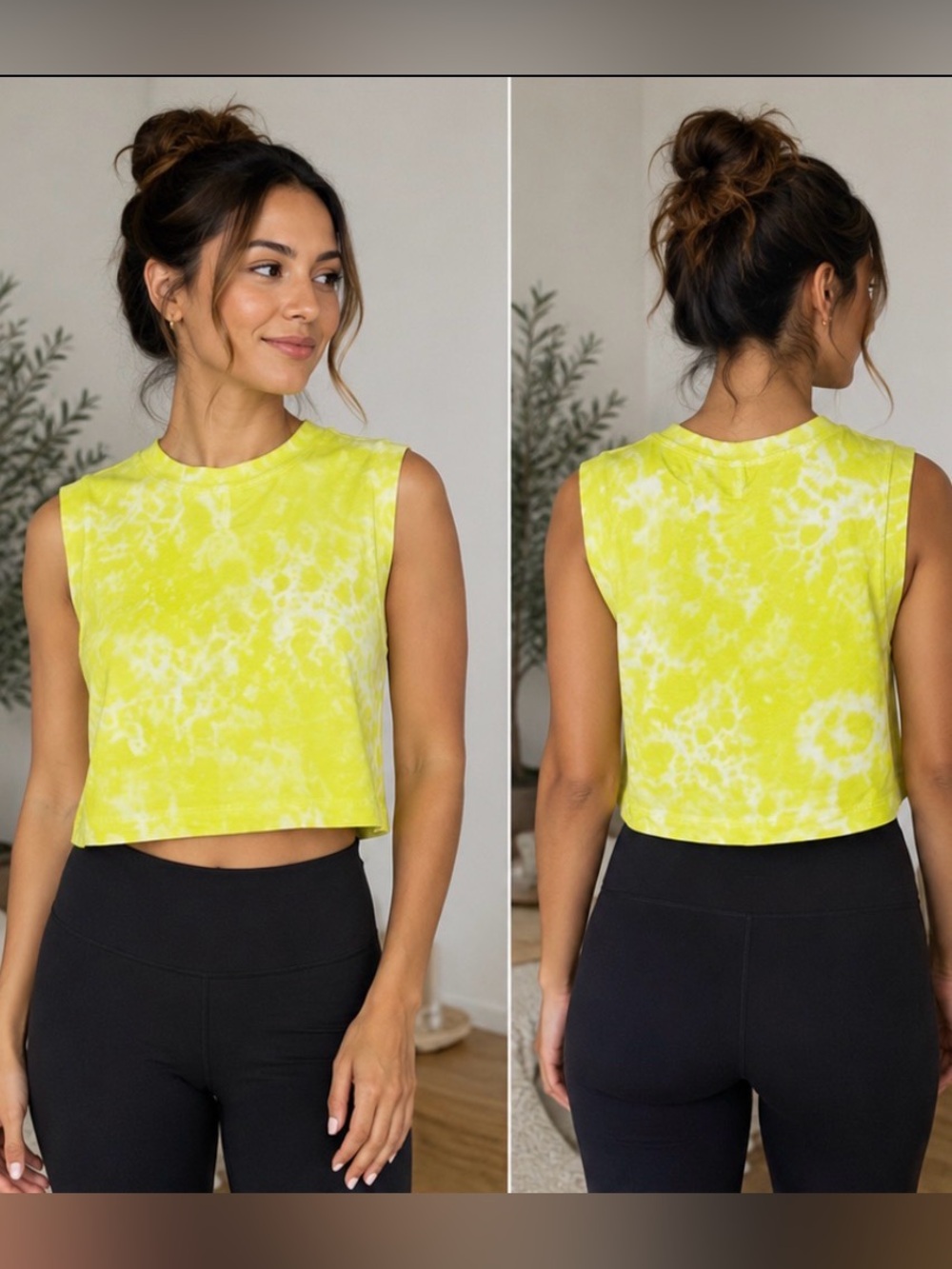 Lululemon All Yours Cropped Tank Lemon Lime Tie Dye | Estimated Size 4